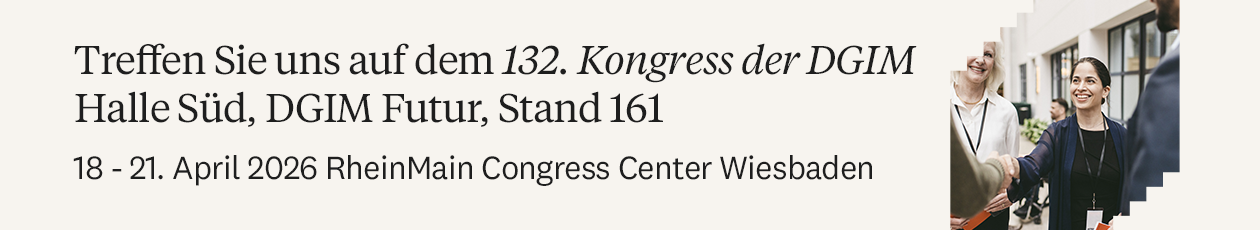 Treffen Sie uns auf dem 132. Kongress der DGIM Halle S&uuml;d, DGIM Futur, Stand 161